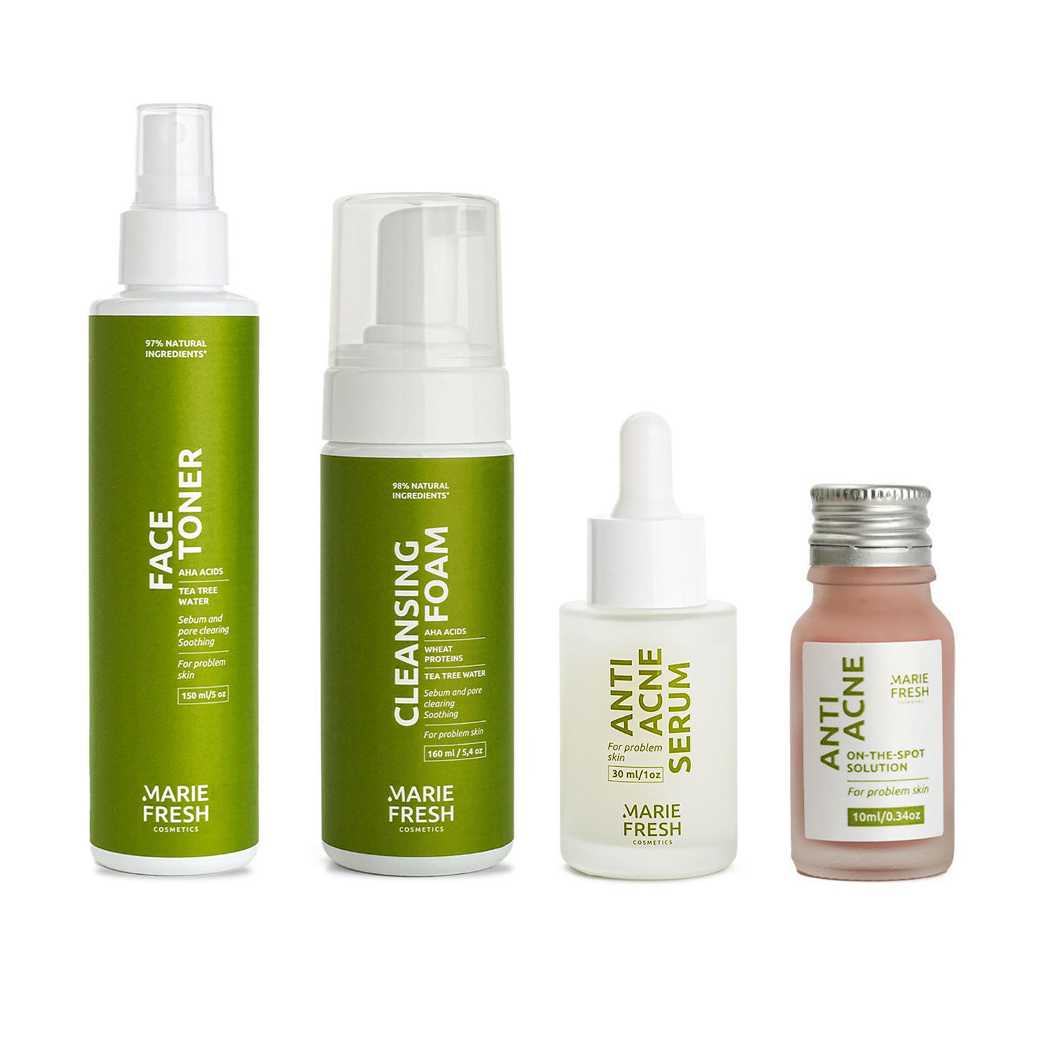 Набір для проблемної шкіри Marie Fresh Cosmetics Teens Special Edition (пінка, 160 мл + тонік, 150 мл + сироватка, 30 мл + засіб-концентрат, 10 мл)